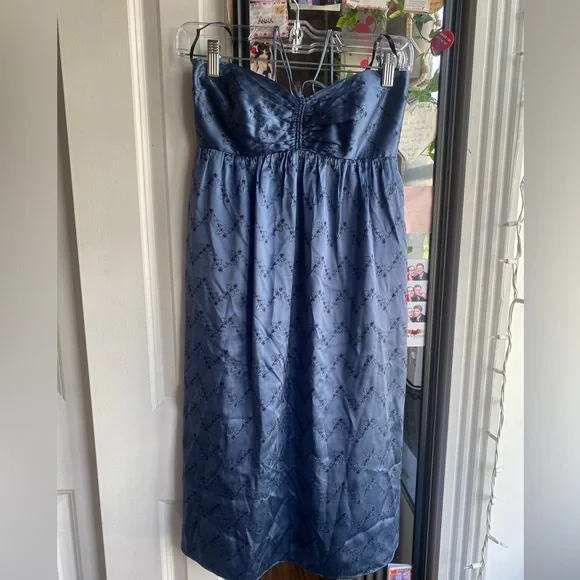 Betsey Johnson | Dresses | Betsey Johnson Navy Blue Halter Dress Midi  Length With Embroidered Flowers | Poshmark